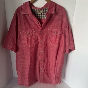 Red Short Sleeve Button-Up Shirt